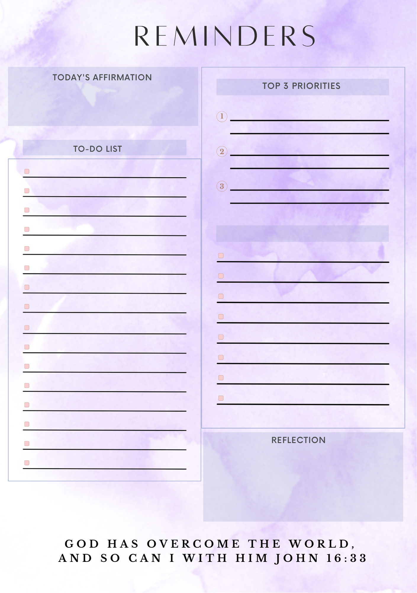 My daily agenda